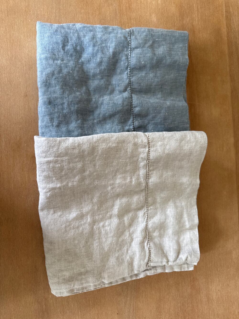Pottery Barn King 100% Linen Pillowcases 1 Blue and 1 Cream